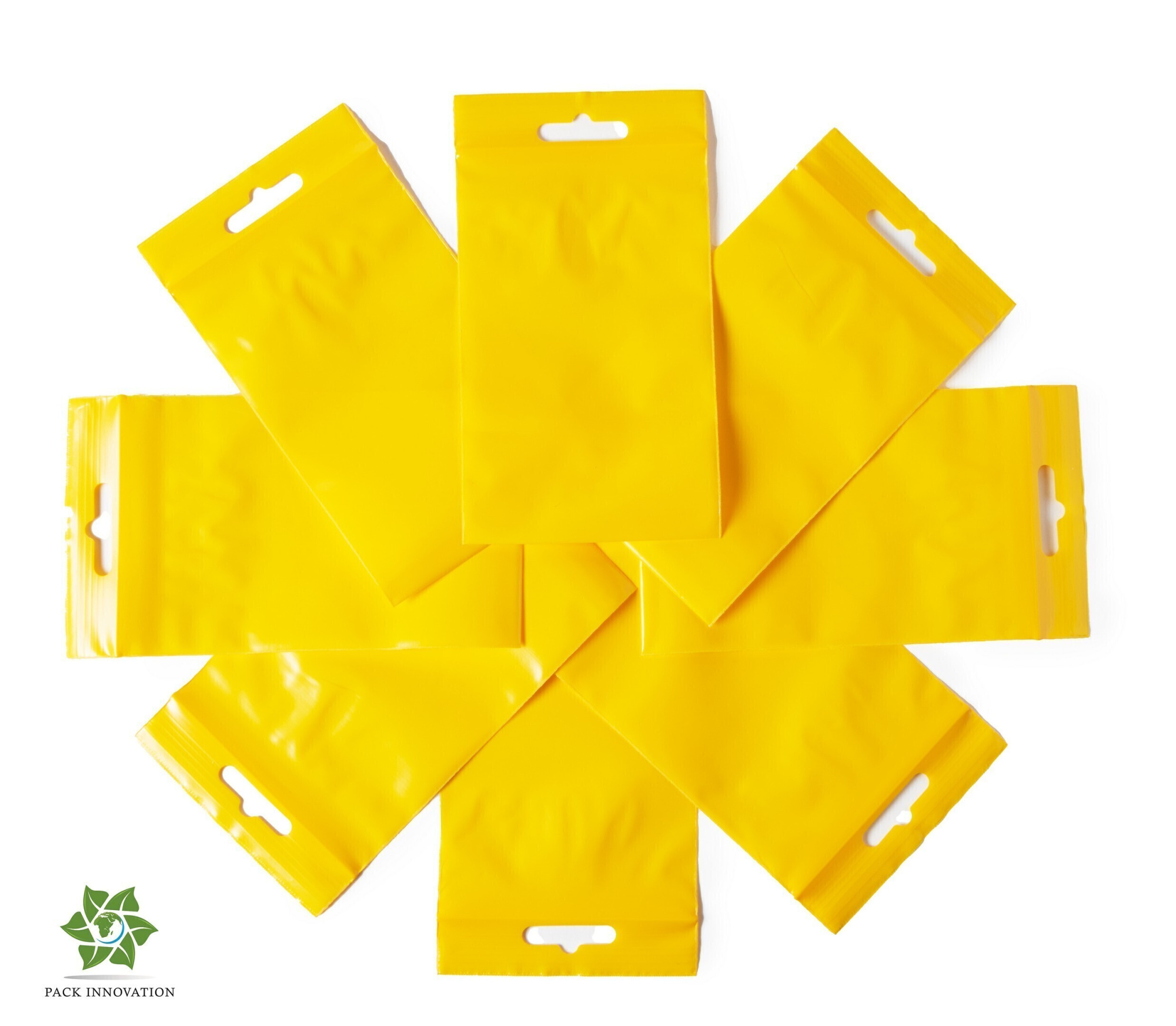 Пакет с замком Zip-Lock (Зип лок), 8х12 см, 60 мкм, с европодвесом, сверхпрочный, желтый, 500 шт.